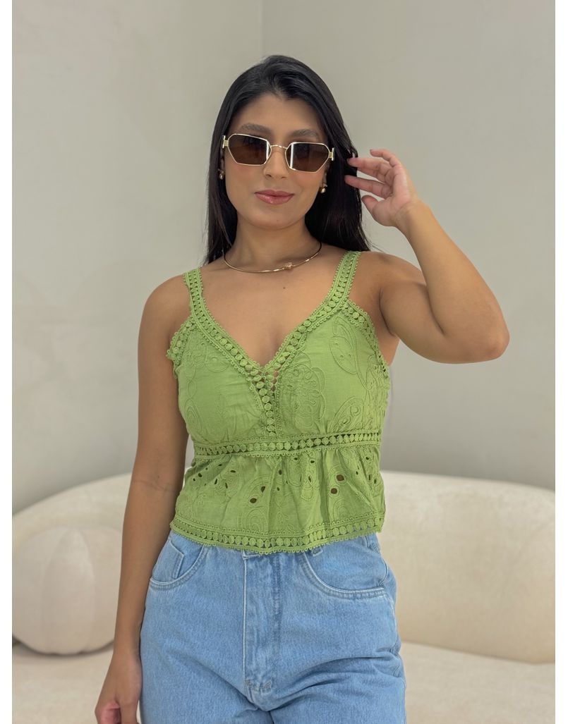 Blusa Alcinha Laise Verde - Loja La Mina 