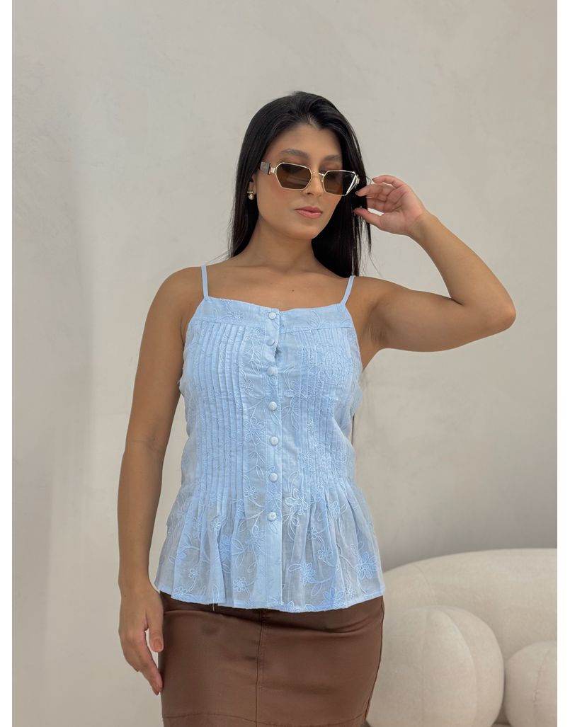 Blusa Laise Lenita Azul - Loja La Mina 