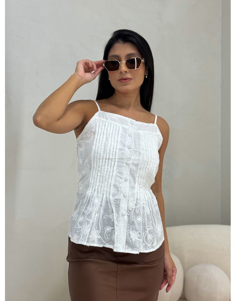 Blusa Laise Lenita Branco - Loja La Mina 