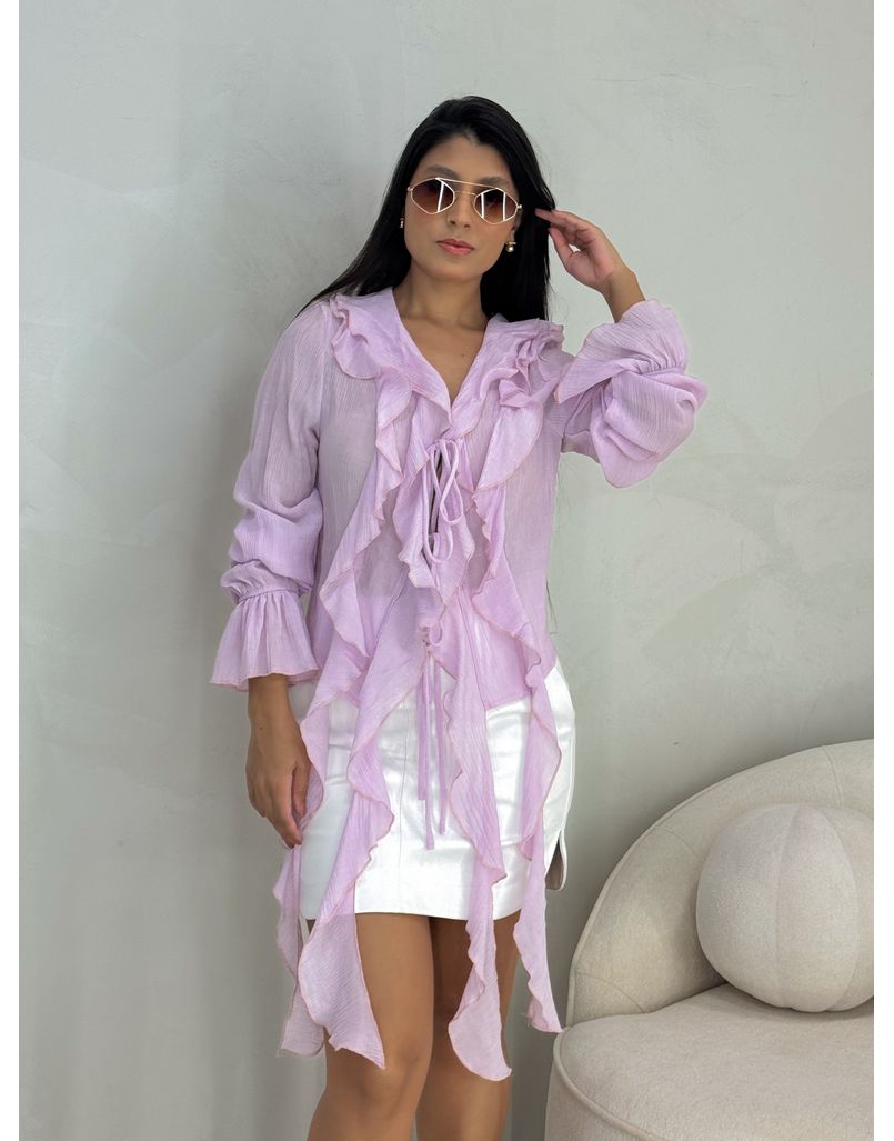 Blusa Boho Chiffon Rosa - Loja La Mina 