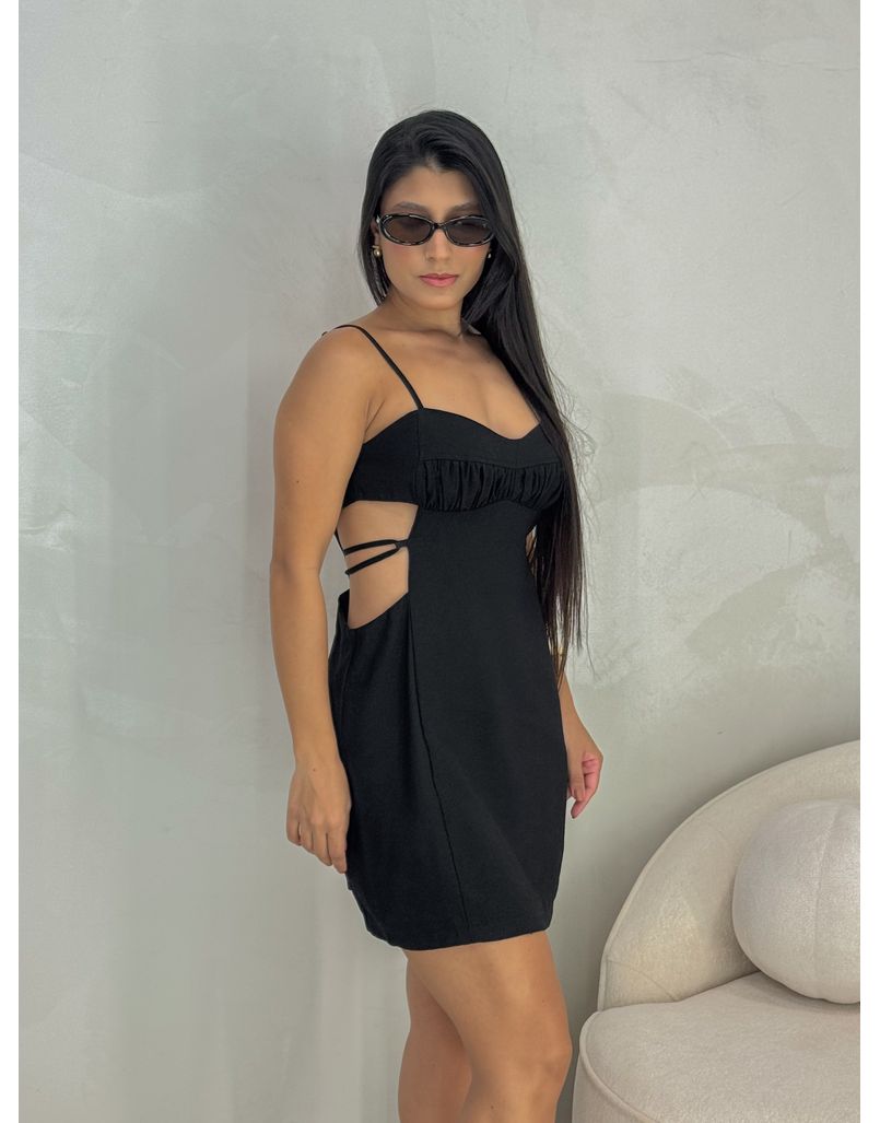 Vestido Franzido Nubia Preto 