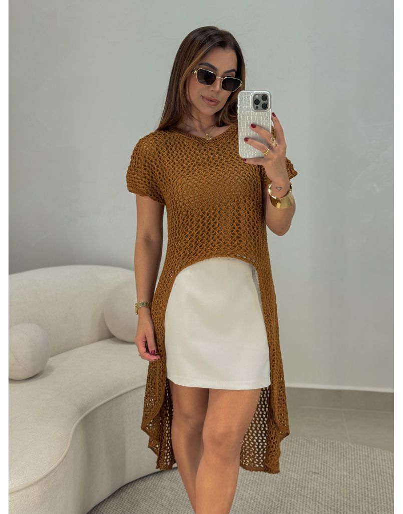 Blusa Crochê Caramelo - Loja La Mina 