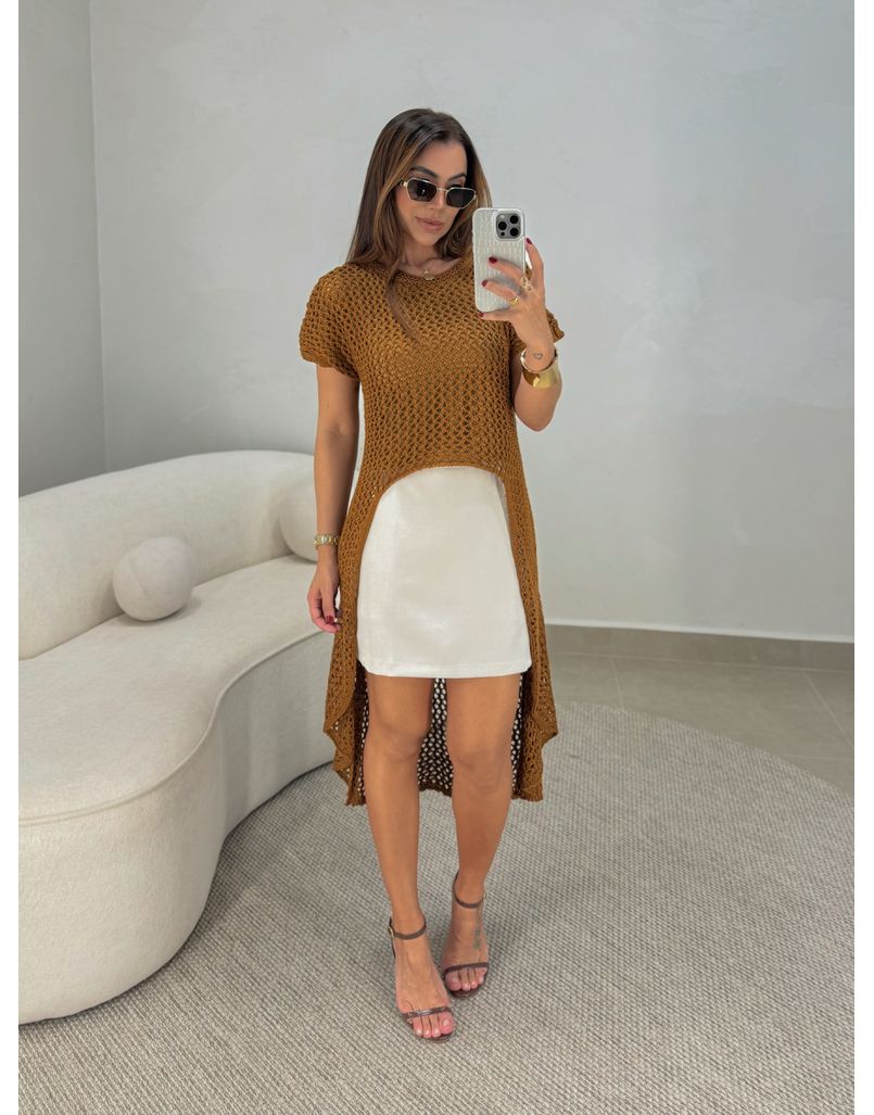 Blusa Crochê Caramelo