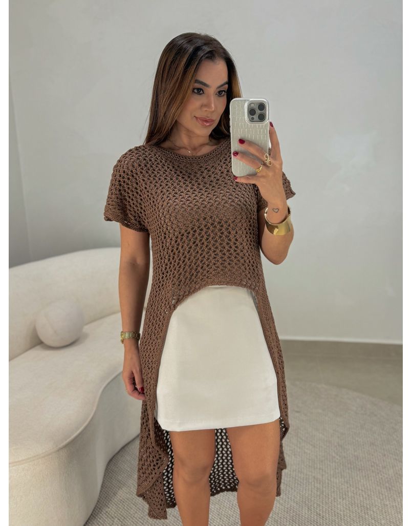 Blusa Crochê Marrom - Loja La Mina 