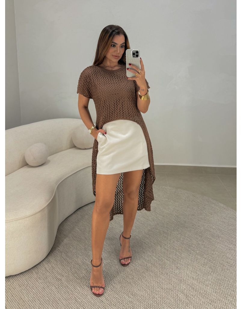 Blusa Crochê Marrom