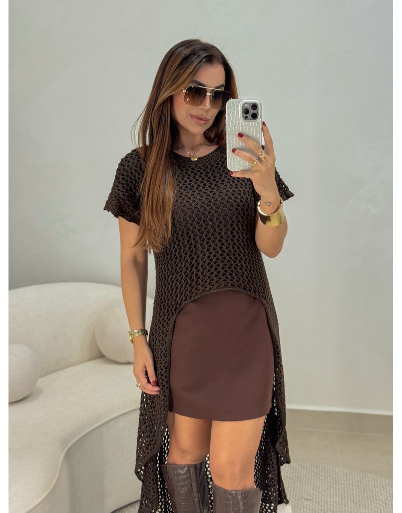 Blusa Crochê Café - Loja La Mina 