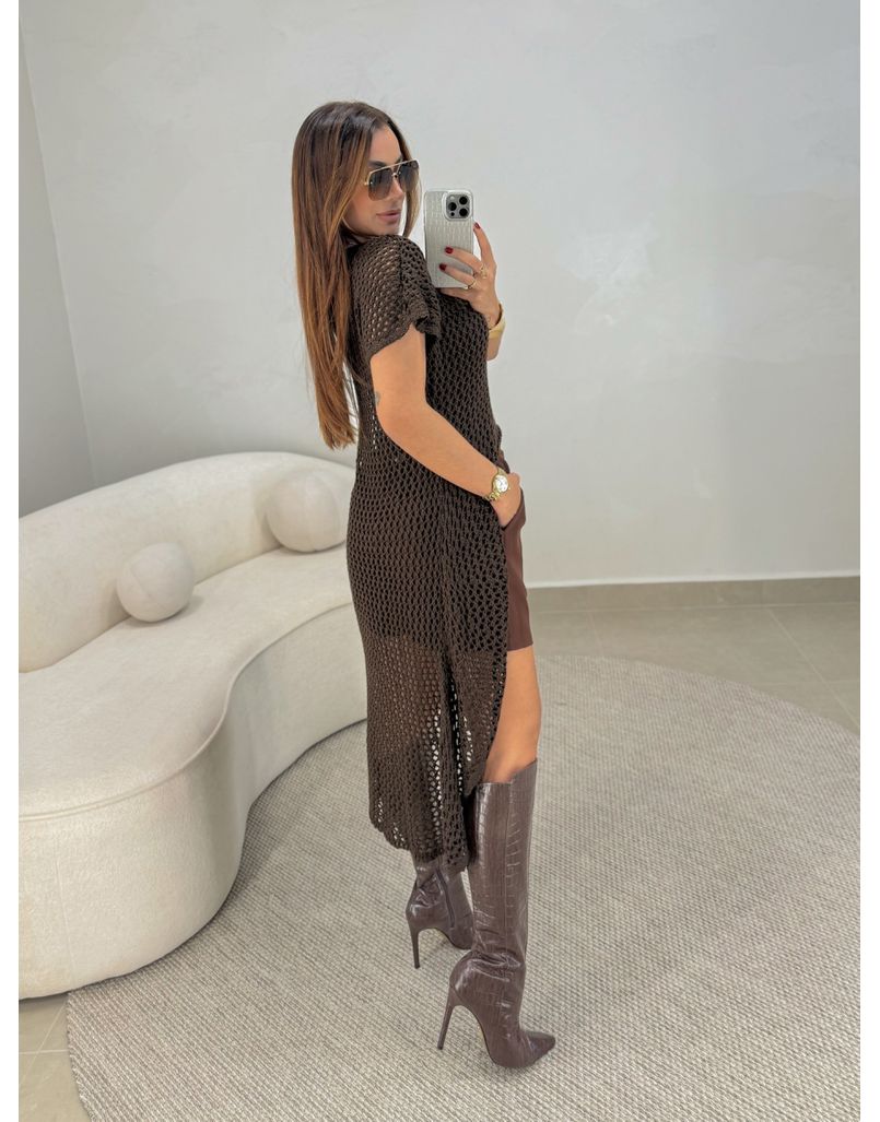 Blusa Crochê Café