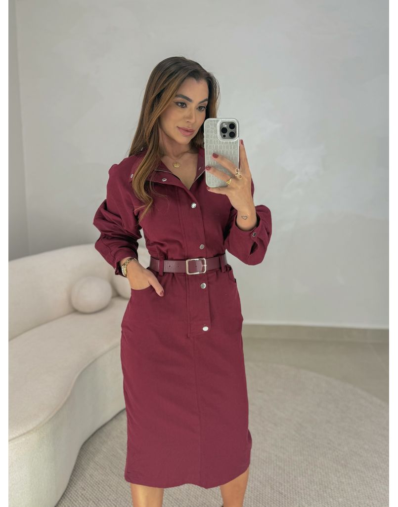 Vestido Manga Longa Celinne Cereja