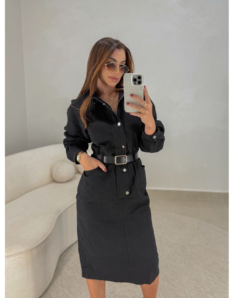 Vestido Manga Longa Celinne Preto