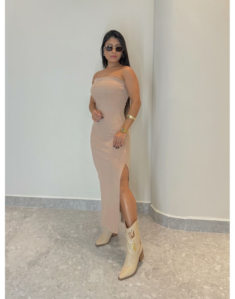 Vestido Liso Tomara Que Caia Cappuccino - Loja La Mina 
