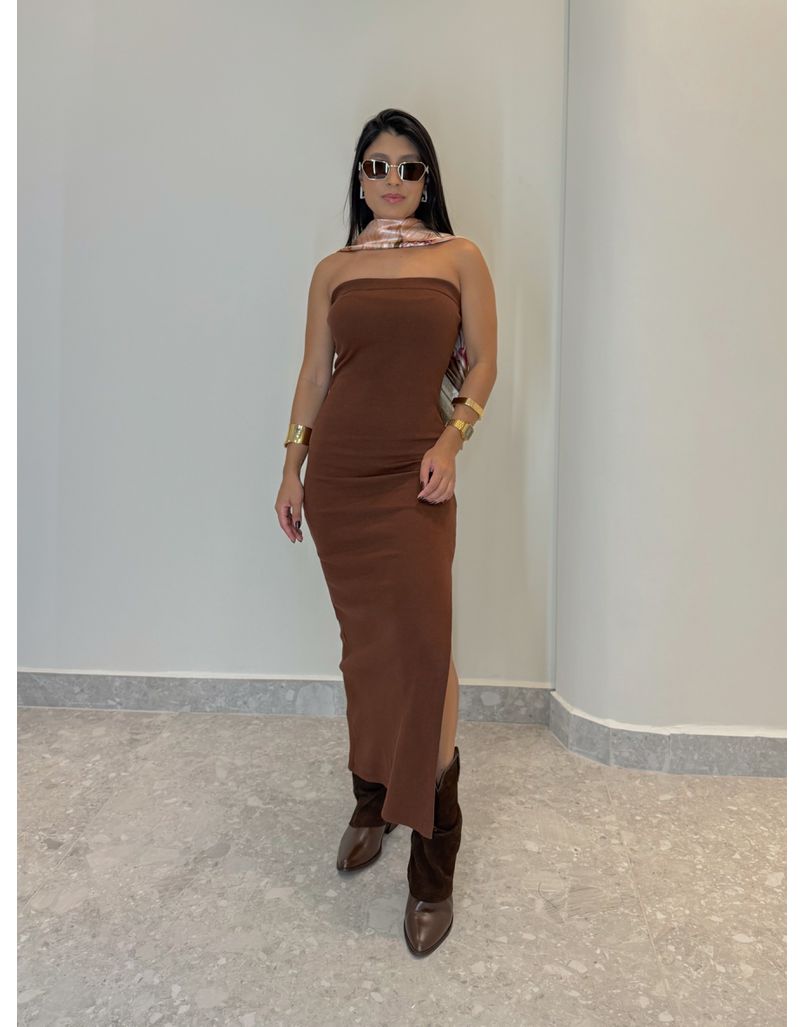 Vestido Liso Tomara Que Caia Café - Loja La Mina 