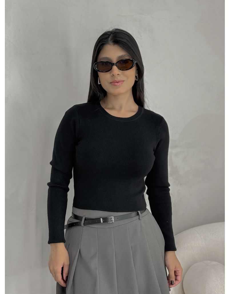Blusa Manga Longa Modal Preta
