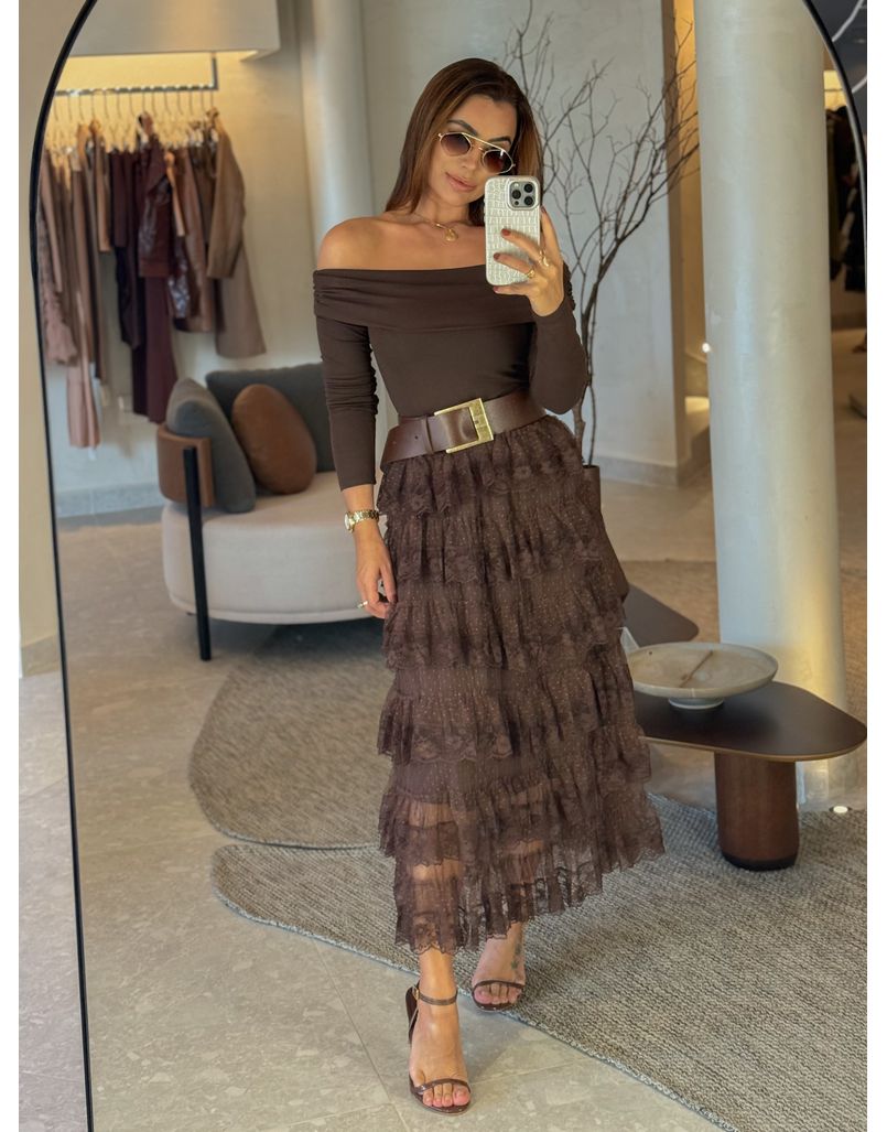 Blusa Ombro a Ombro Café 