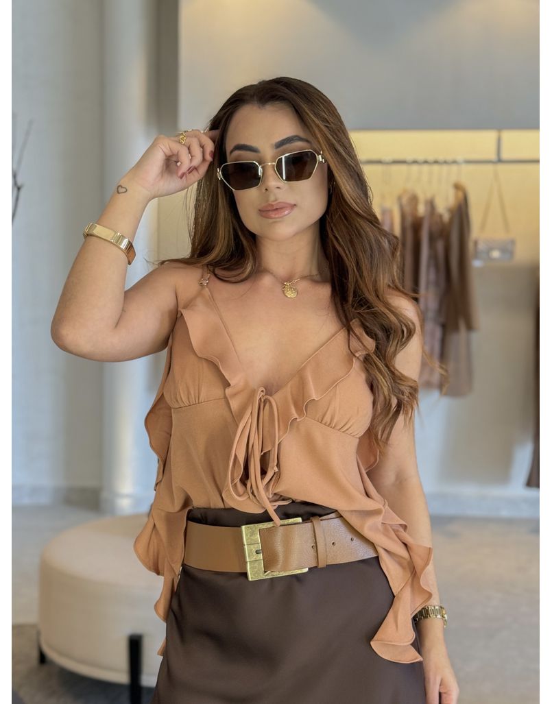 Blusa Babado Otavia Mocha Mousse - Loja La Mina 