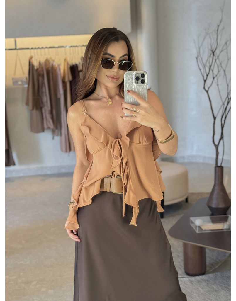 Blusa Babado Otavia Mocha Mousse