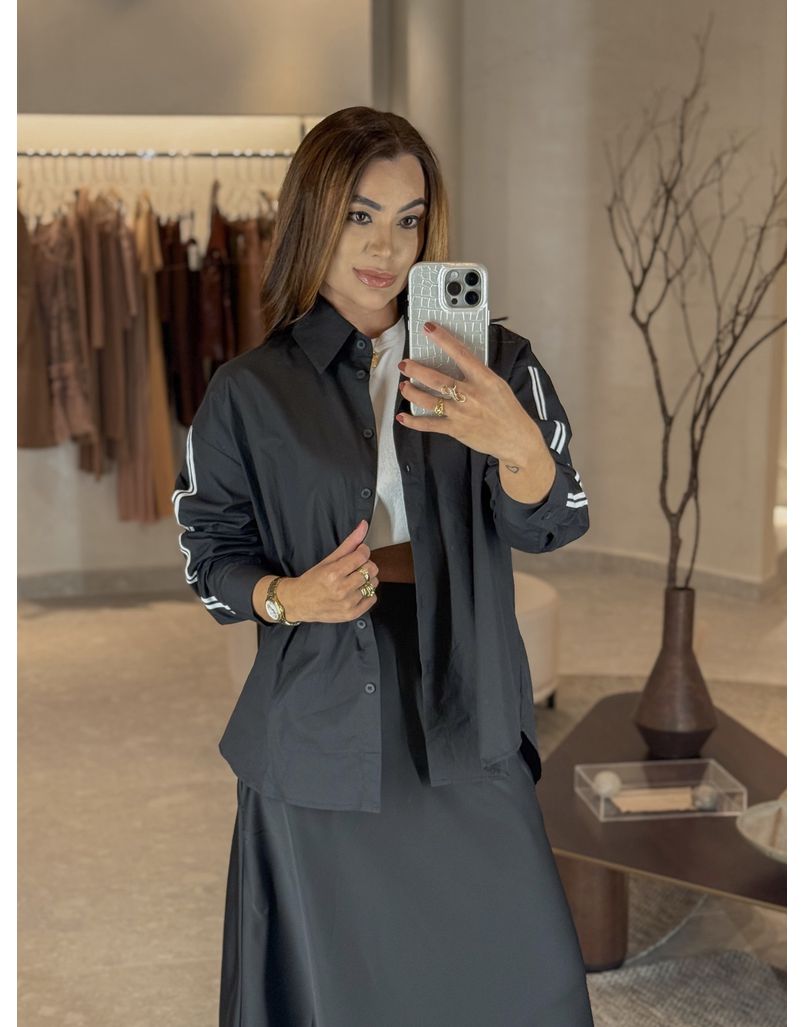 Camisa Listra Tricoline Preto - Loja La Mina 