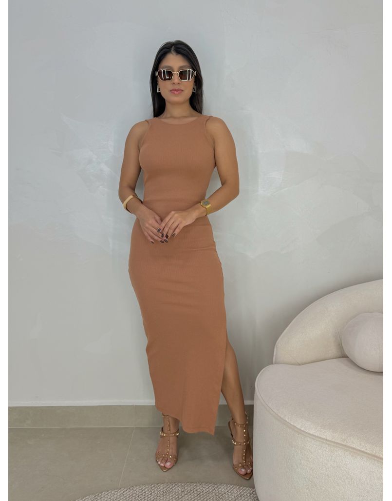 Vestido Canelado Havana Mocha Mousse - Loja La Mina 