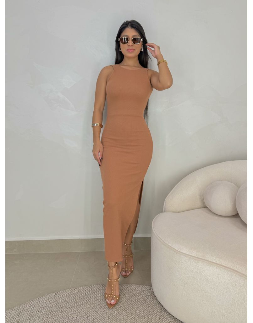 Vestido Canelado Havana Mocha Mousse