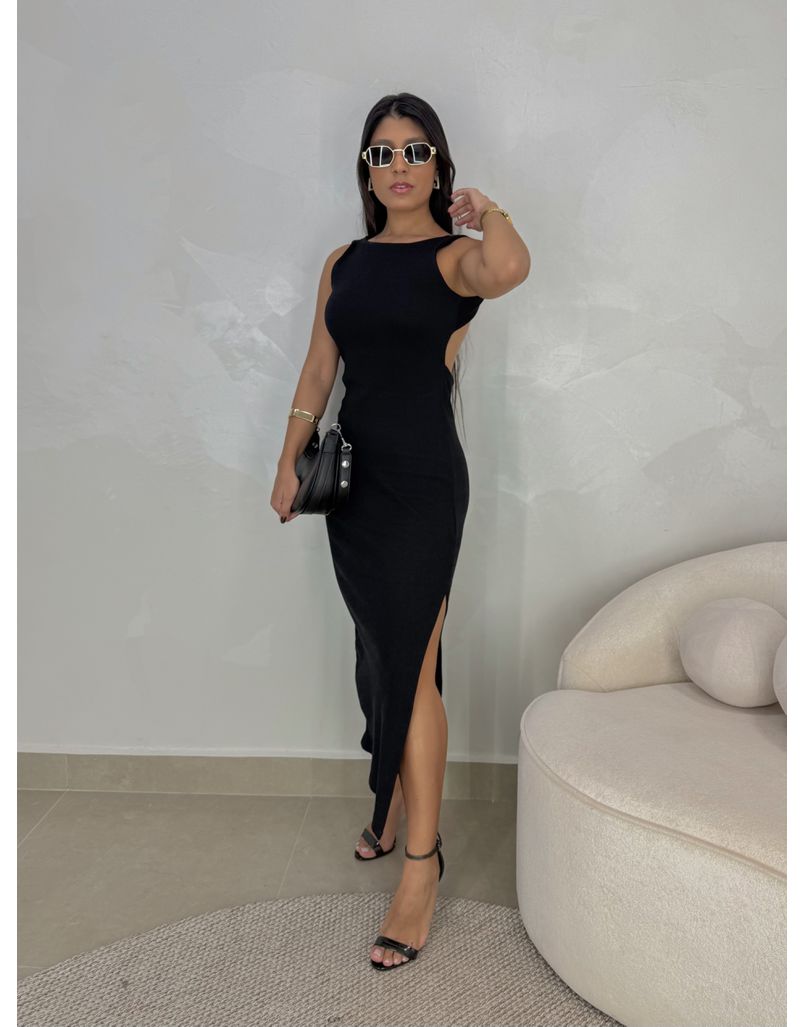 Vestido Canelado Havana Preto - Loja La Mina 