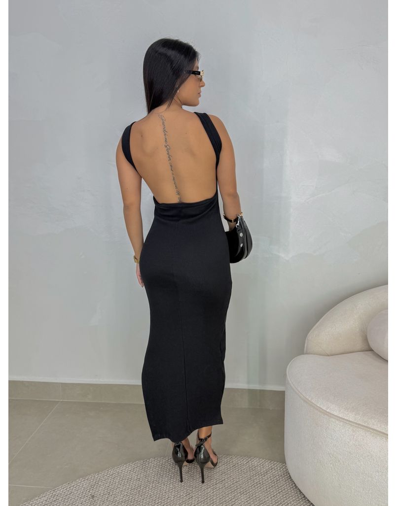 Vestido Canelado Havana Preto