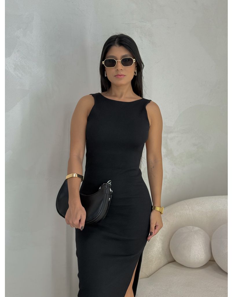 Vestido Canelado Havana Preto