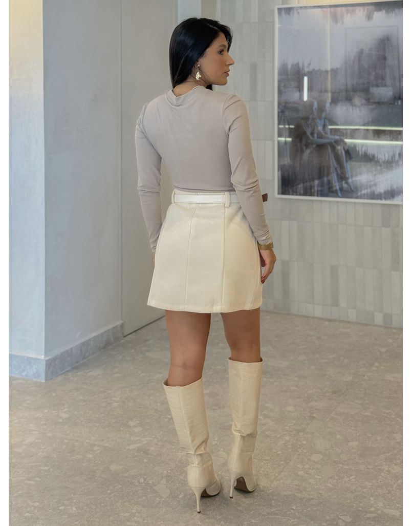 Saia Veludo Penelope Creme 