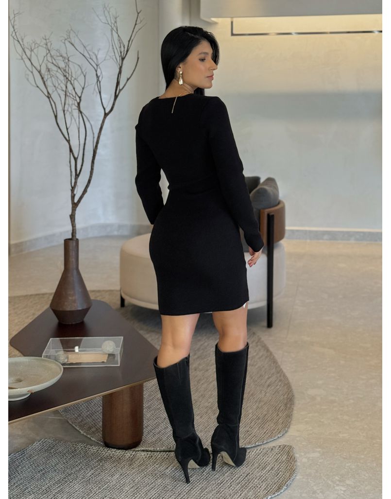 Vestido Tricot Manga Longa Rute Preto 