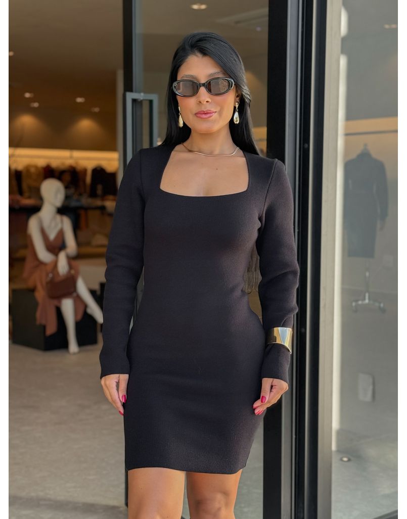 Vestido Tricot Manga Longa Rute Preto 