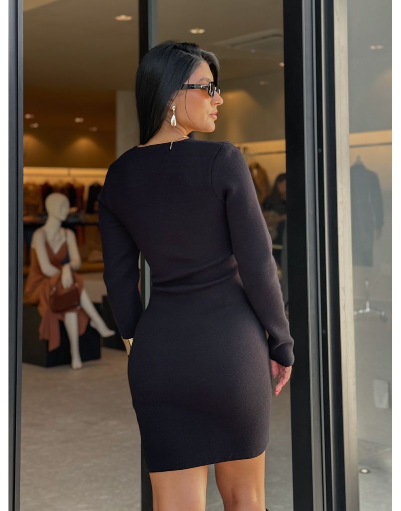 Vestido Tricot Manga Longa Rute Preto 