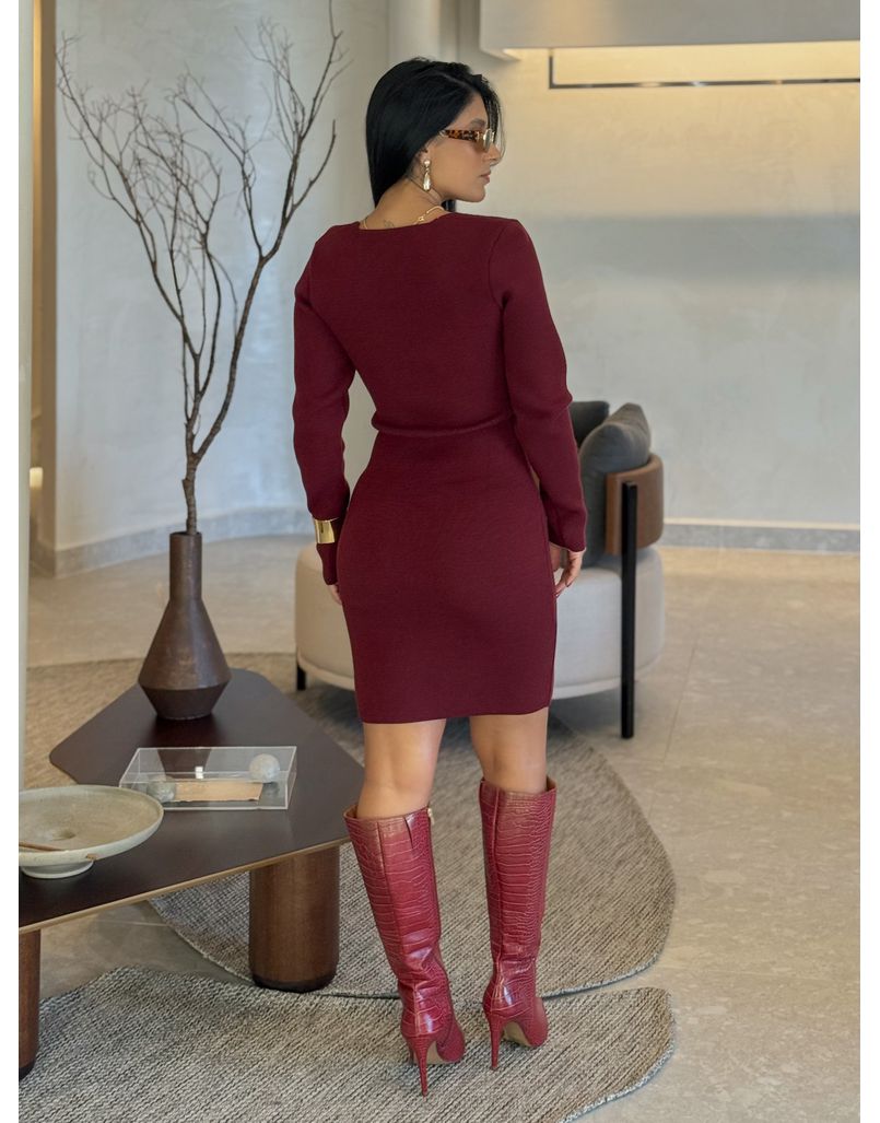 Vestido Tricot Manga Longa Rute Cereja 