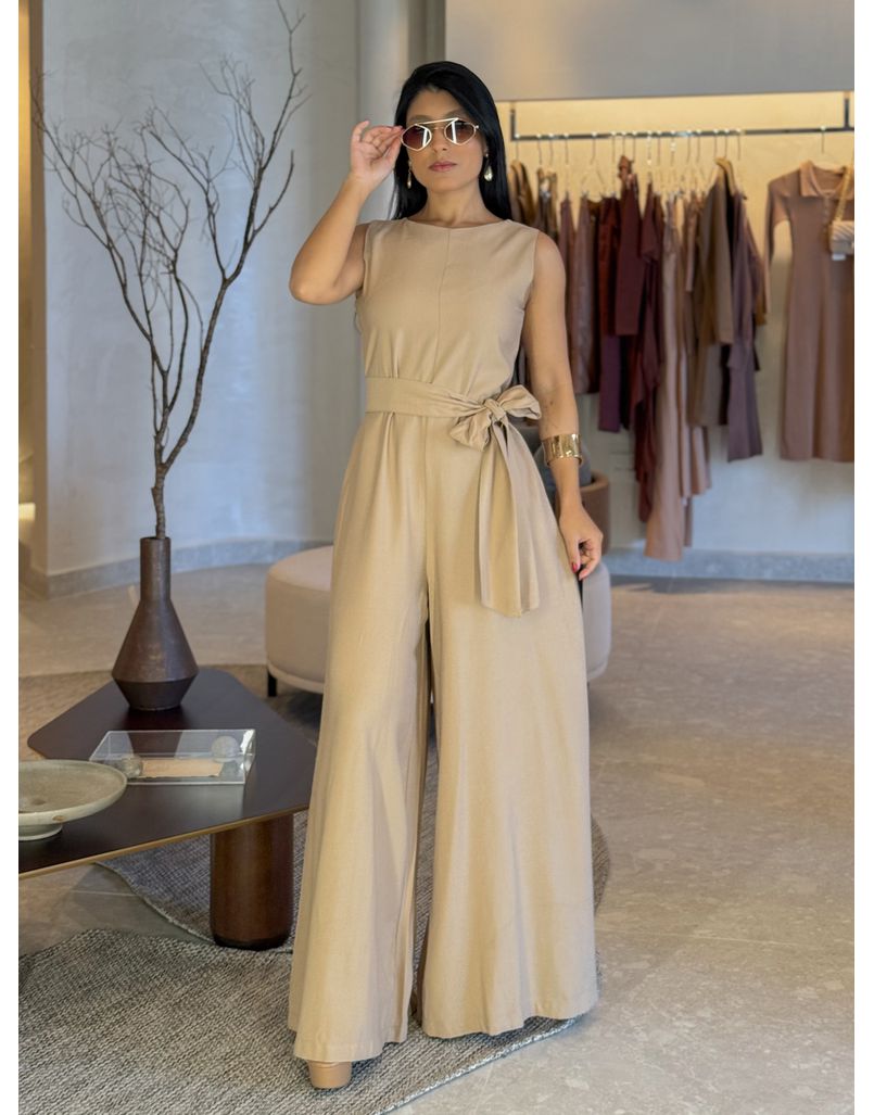 Macacão Pantalona Mônica Mocha Mousse - Loja La Mina 