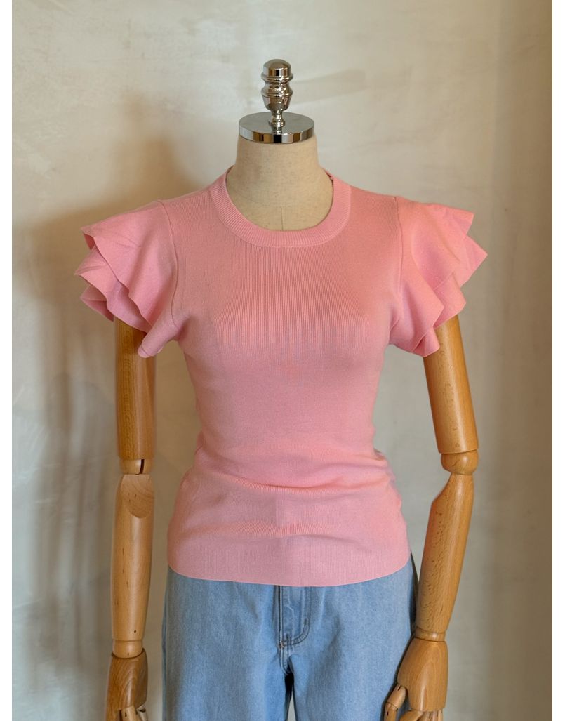 Blusa Tricot Manguinha Josi Rosa - Loja La Mina 