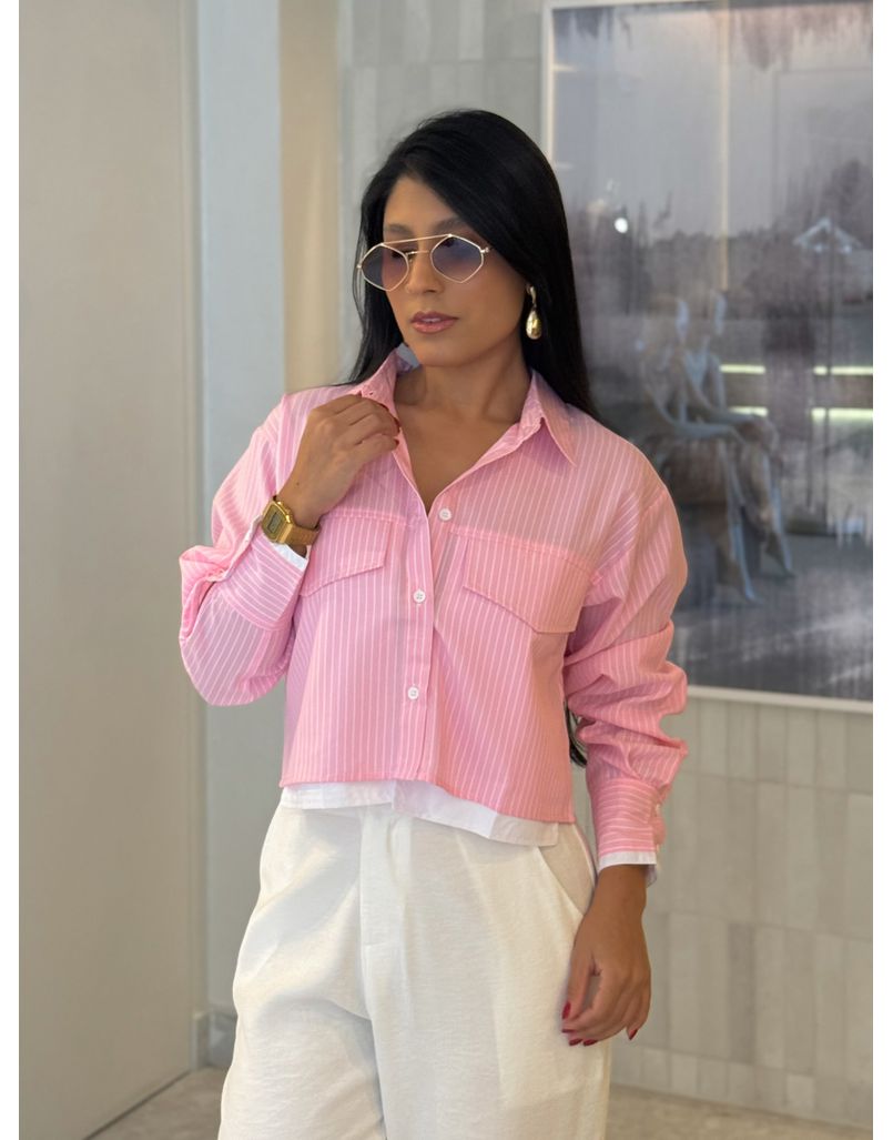 Camisa Listrada Ellia Rosa
