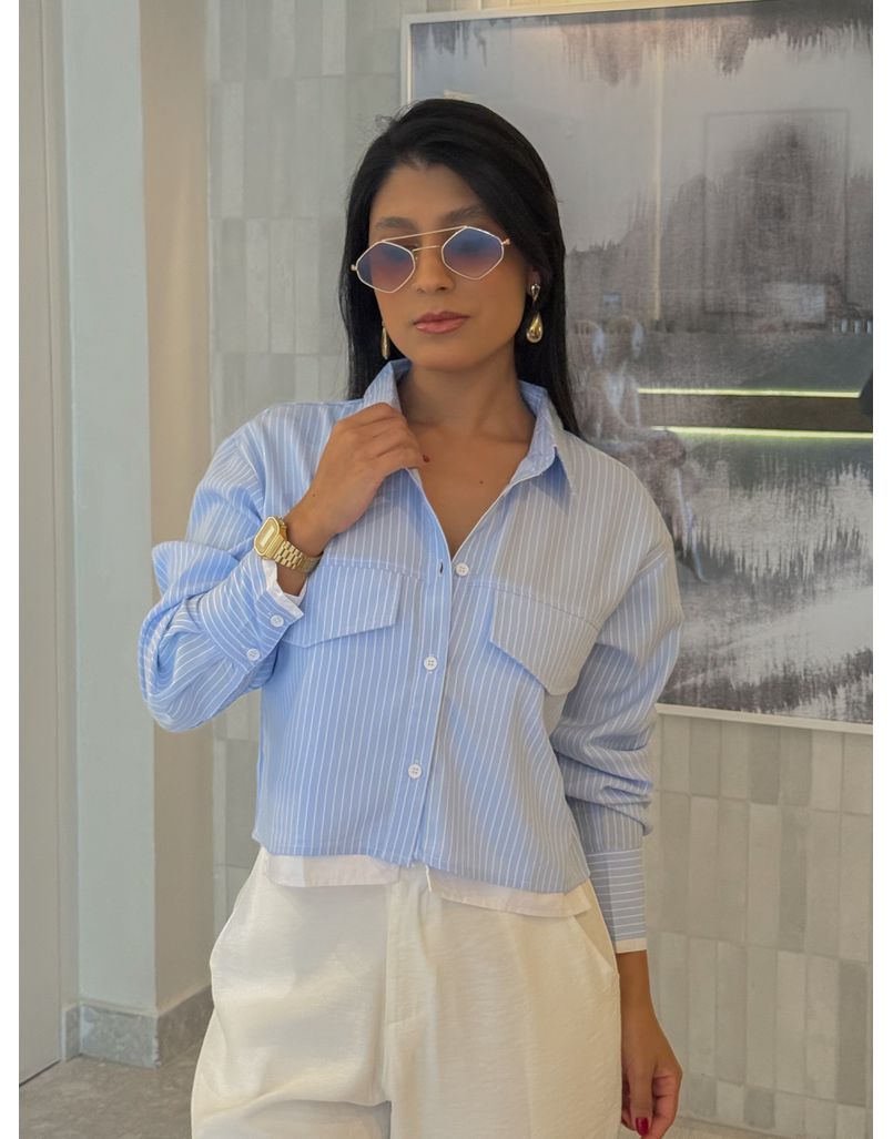 Camisa Listrada Ellia Azul - Loja La Mina 