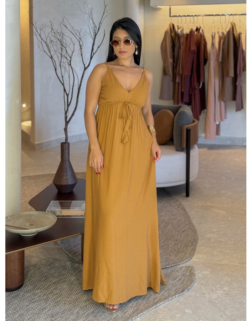 Vestido Liso Ibiza Camelo - Loja La Mina 