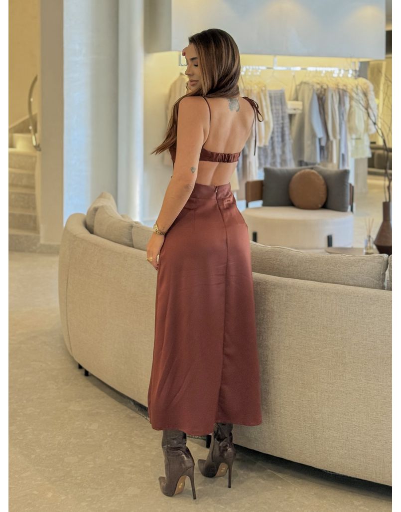 Vestido Alemanha Acetinado Café 