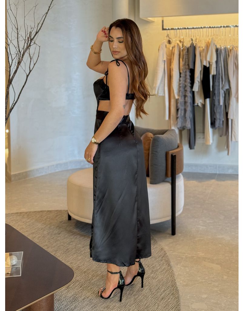 Vestido Alemanha Acetinado Preto