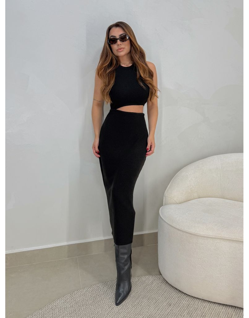 Vestido Tricot Luisa Preto - Loja La Mina 