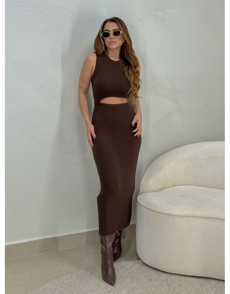 Vestido Tricot Luisa Café - Loja La Mina 