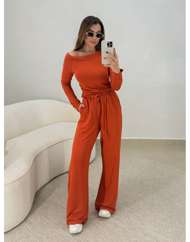 Conjunto Calça London Telha - Loja La Mina 