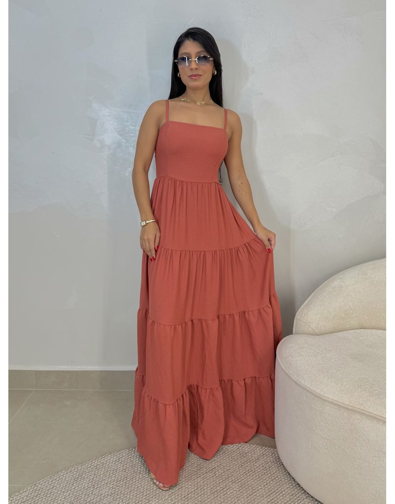 Vestido Midi Caribe Goiaba - Loja La Mina 