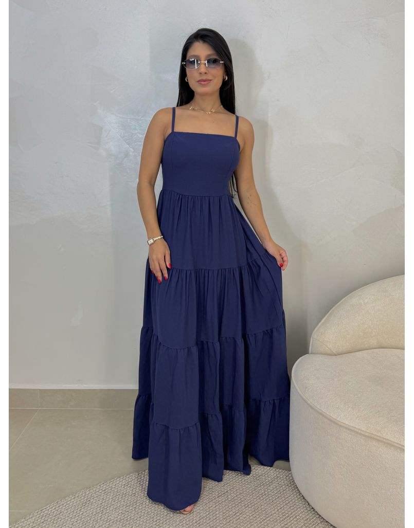 Vestido Midi Caribe Marinho - Loja La Mina 