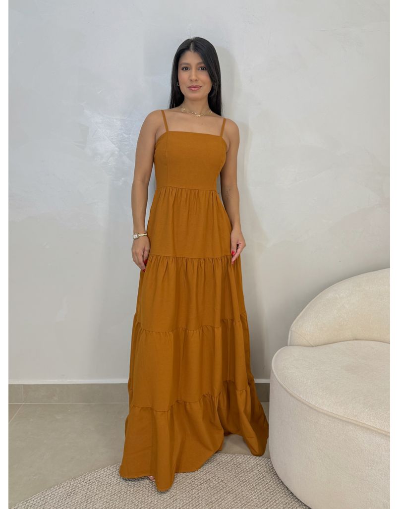 Vestido Midi Caribe Caramelo - Loja La Mina 