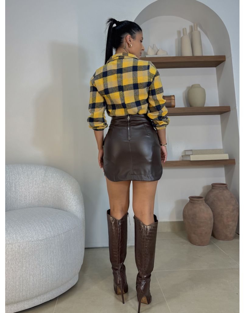 Saia Couro Fake Heloisa Café