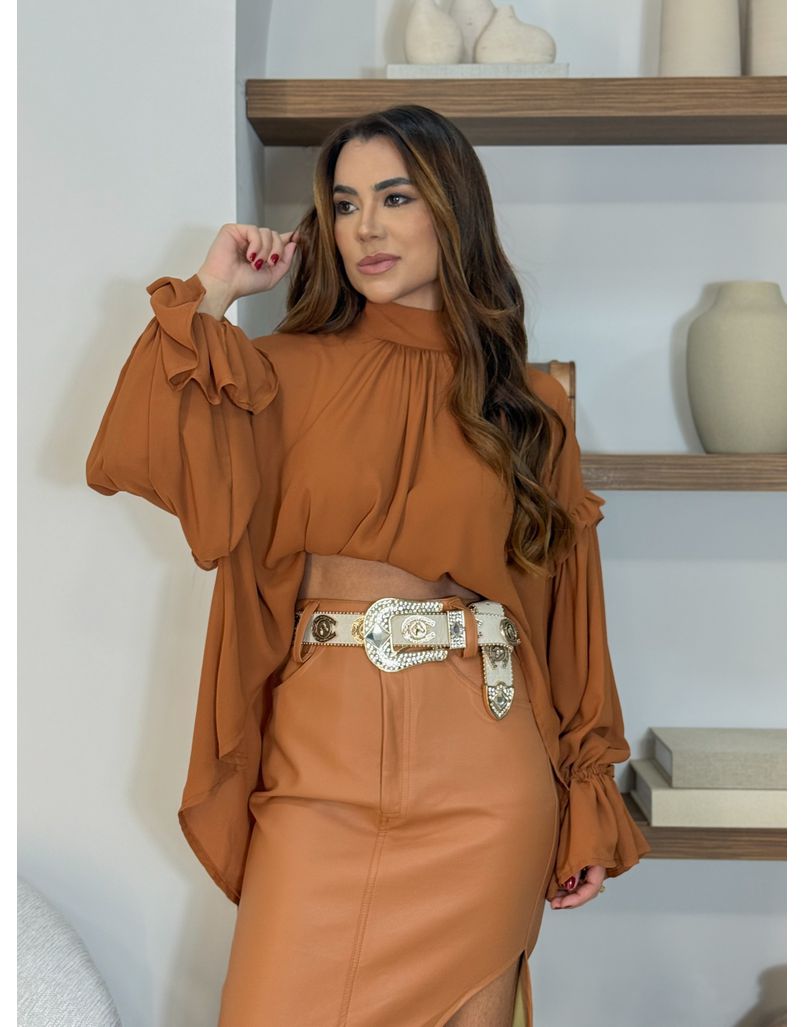 Blusa Mullet Marrom - Loja La Mina 