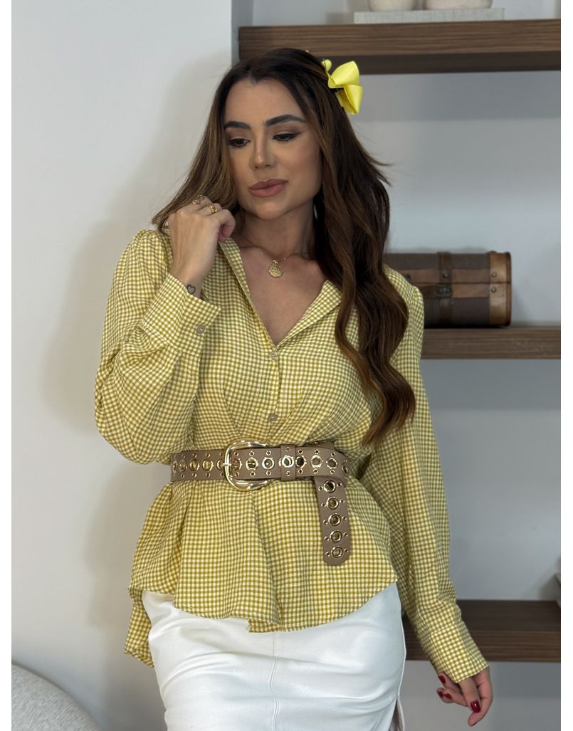 Camisa Xadrez Mostarda - Loja La Mina 