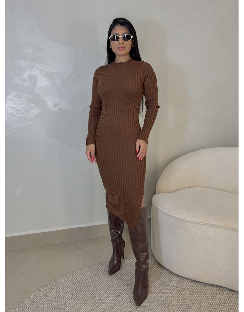 Vestido Tricot Canadá Café - Loja La Mina 