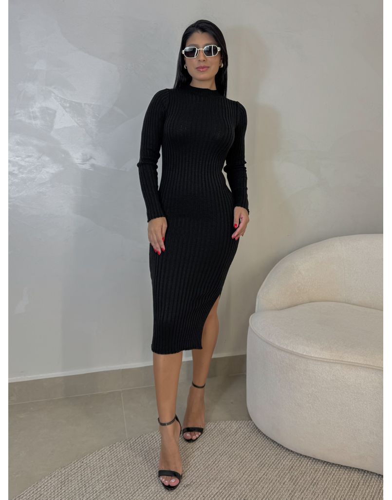 Vestido Tricot Canadá Preto - Loja La Mina 