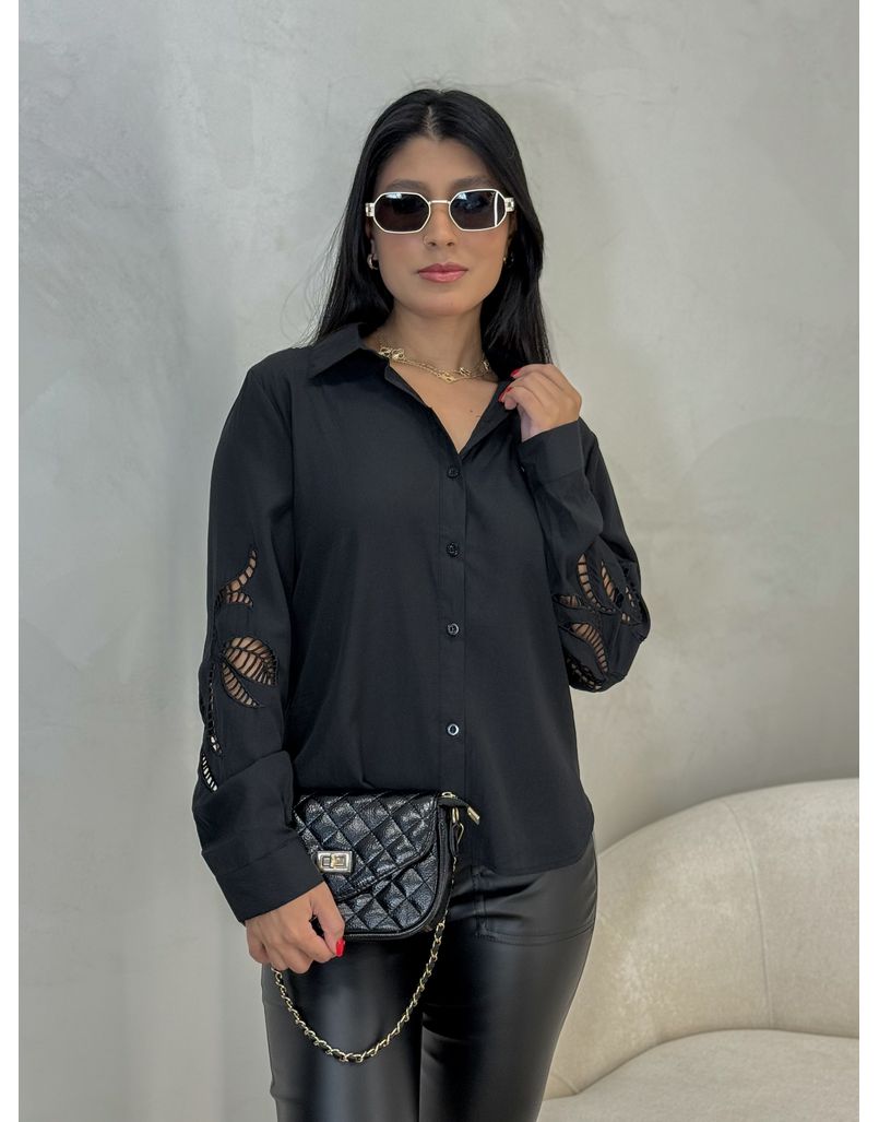 Camisa Laise Milena Preto - Loja La Mina 