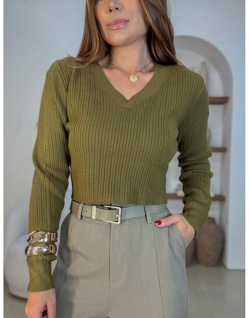 Blusa Tricot Rosana Militar - Loja La Mina 